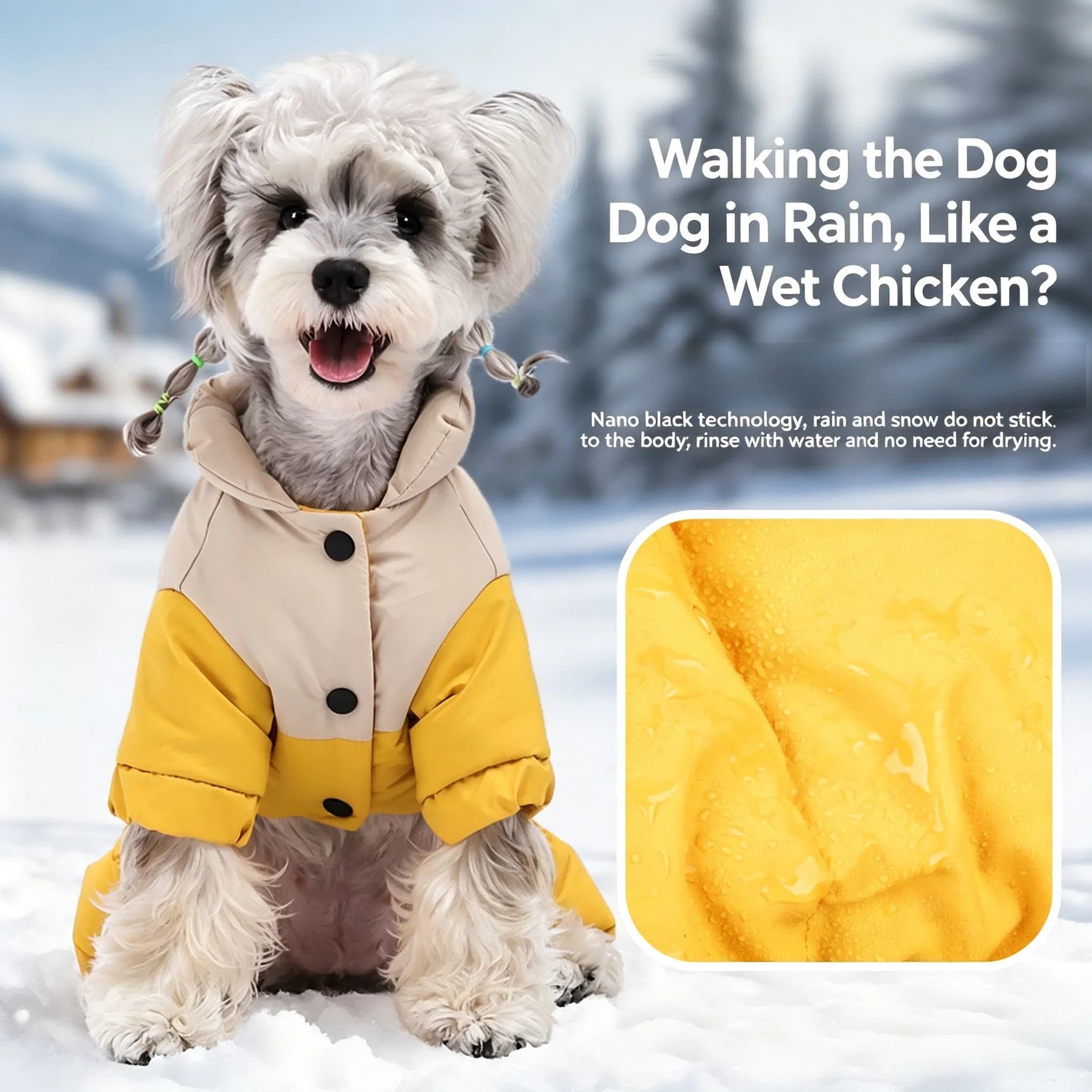 Winter Dog 4-Leg Jumpsuit Graphene Warm Thick Pet Coat Waterproof Windproof With Harness Hole For Teddy Small Dogs