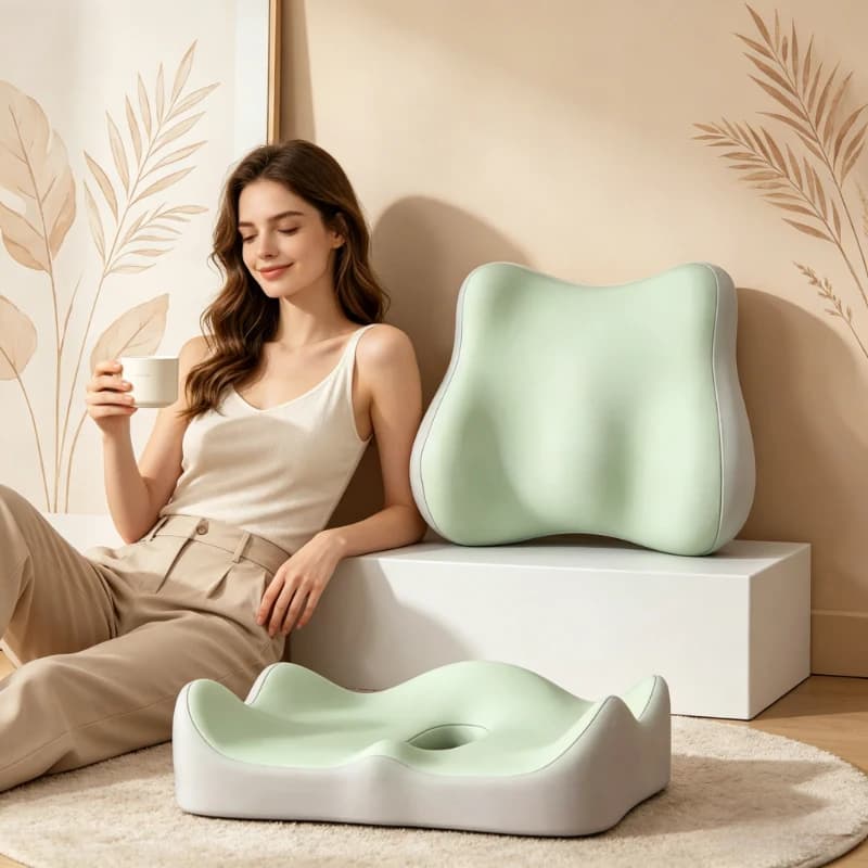 2 Cuscini Ergonomici in Memory Foam per Coccige, Design Curvo per Alleviare la Pressione e Supporto Lombare