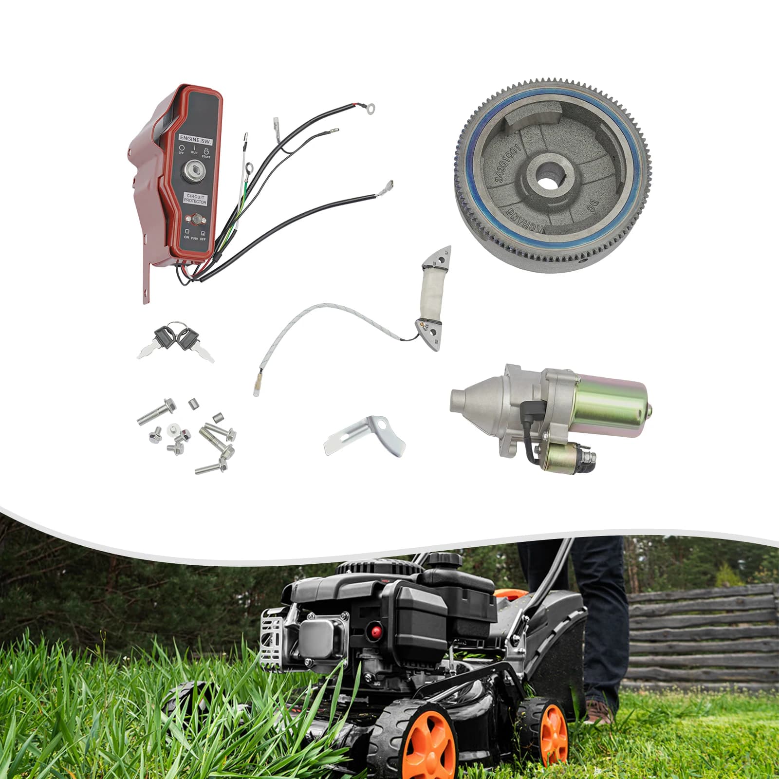 Kit volano avviamento motore elettrico, coperchio ventola bobina interruttore accensione motore per Honda Gx390 13Hp Gx340 GX420 11Hp 188F 190F