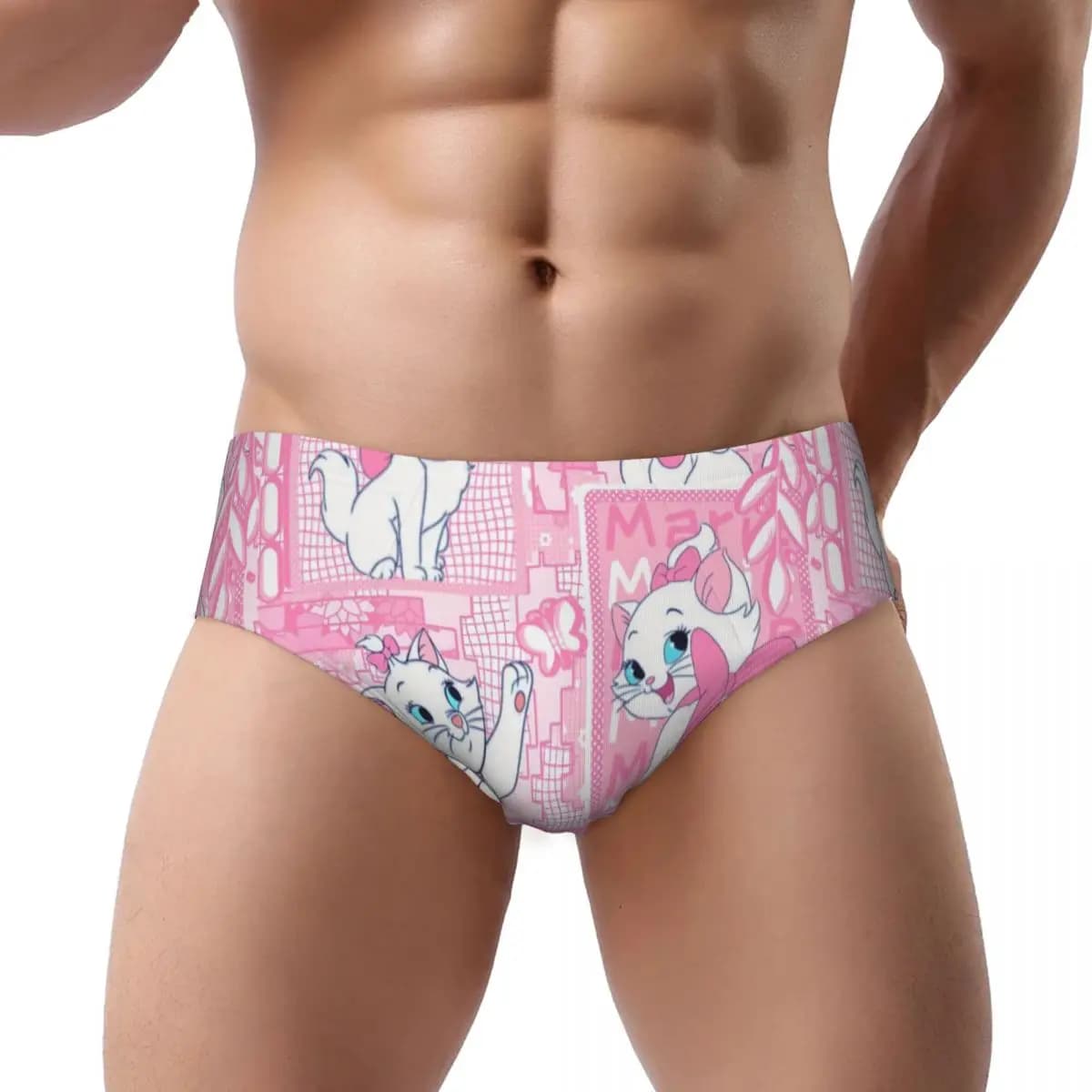 Slip da uomo personalizzati con cartoni animati degli Aristocats, slip da uomo traspiranti con stampa Marie Cat