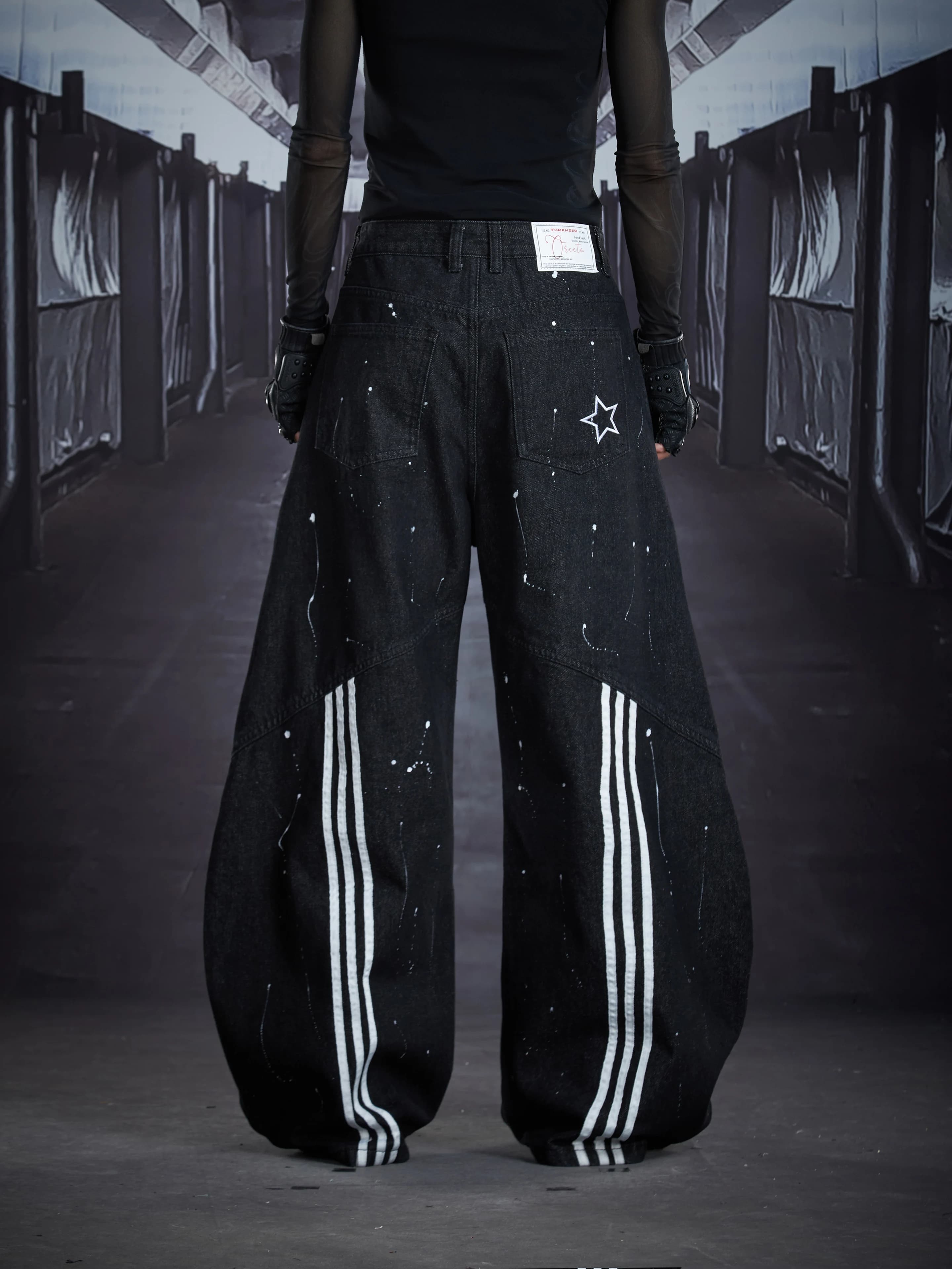Jeans con pantaloni abbinati a gamba larga, design di interesse speciale, nuovo stile, stampa super buona, dipinti a mano