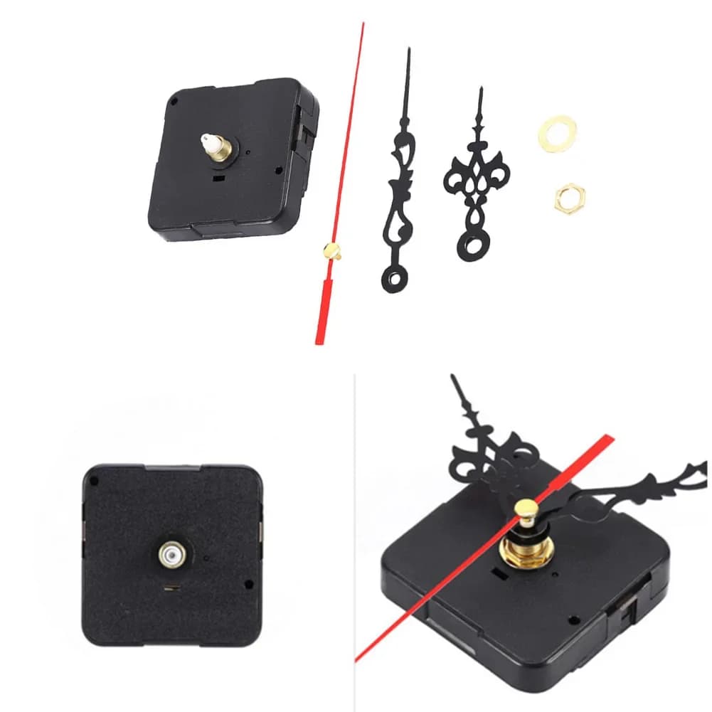 Movimento dell'orologio al quarzo nero per il fai da te, per la riparazione di orologi da parete, albero da 12 mm, 5,5 cm x 5,5 cm x 1,5 cm, meccanismo al quarzo silenzioso