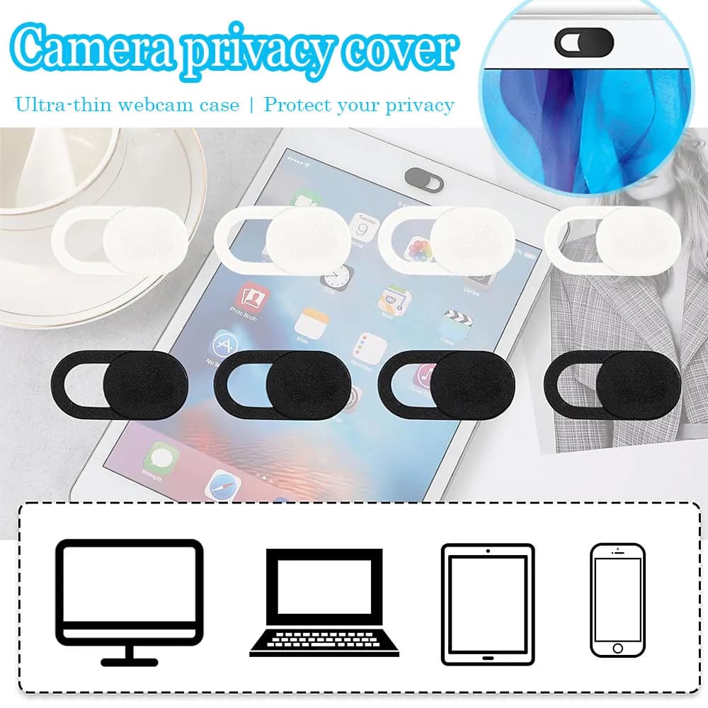 20 Pack Black & White Webcam Cover Sliders, Slim Universal Adhesive Camera Blocker Sticker, Anti-Hacking Privacy Webcam Shield for Laptops, iPhones, iPads and All Tablets & Smartphones