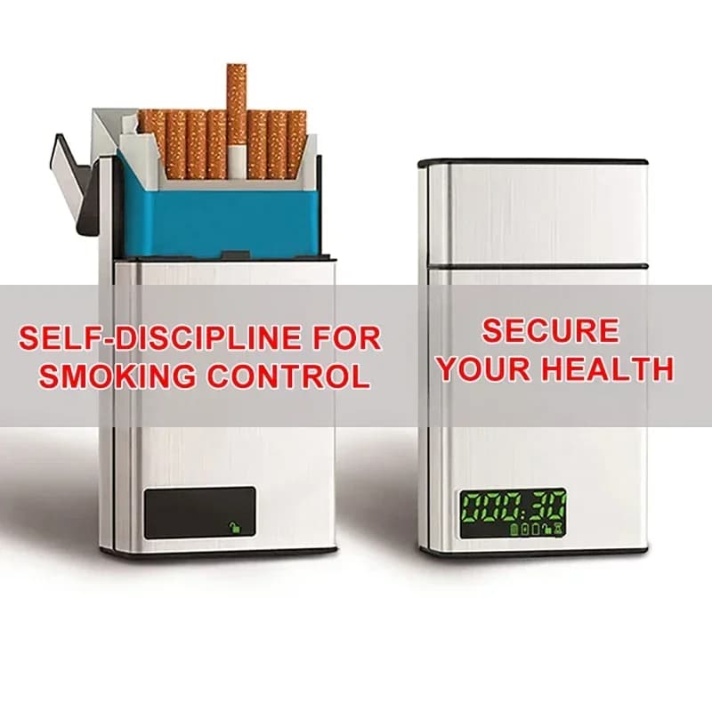 Smart Smoking Cessation Box with LED Display Aluminum Self-Discipline Timer Lock Box Aided Smoking Cessation Device