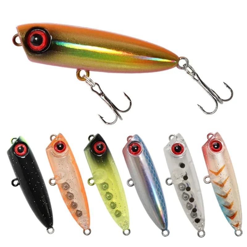 8pcs Laser Slow New Popper Pencil Lure 45mm 3g Topwater Floating Lure for pescar jureles Bait Hard Bait Wobbler Bait Ima Qoop 45