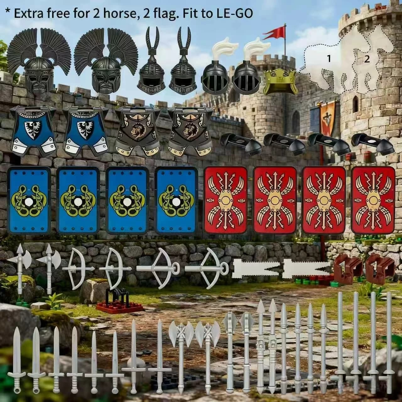1 set di accessori per cavaliere medievale | Multi-Accessori | Regalo di battaglia e festival da tavolo