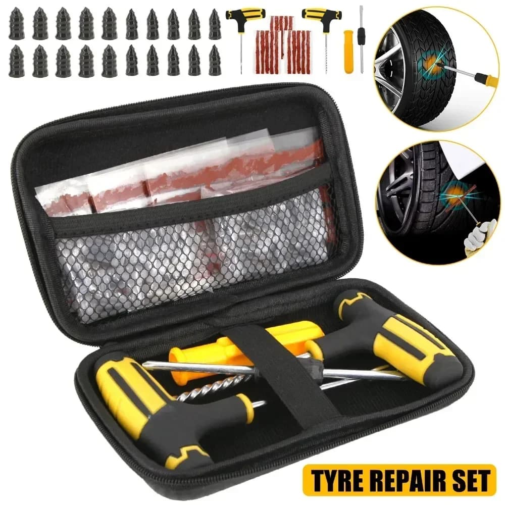 Kit Riparazione Pneumatici Tubeless Universale da 12/39 Pezzi - Strumenti di Emergenza per Forature con Tappi in Gomma a T per Auto/Moto, Sigillatura Sottovuoto per Uso Stradale