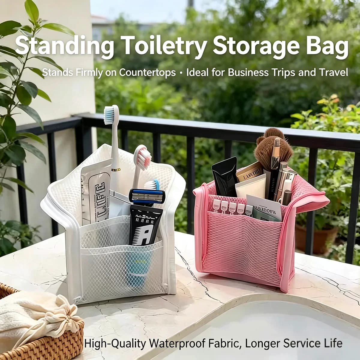 Mesh Travel Toiletry Bag Portable Toothbrush Cosmetic Organizer Makeup Brush Storage Pouch Bathroom Wash Pack