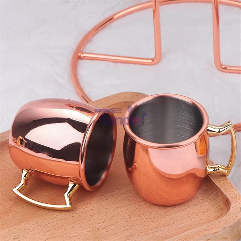 Tazza da Shot Moscow Mule placcata in rame Mini 60ml Vodka Beer Wine Cup tazze da Cocktail Canecas in metallo Travel Bar Drinkware Tools