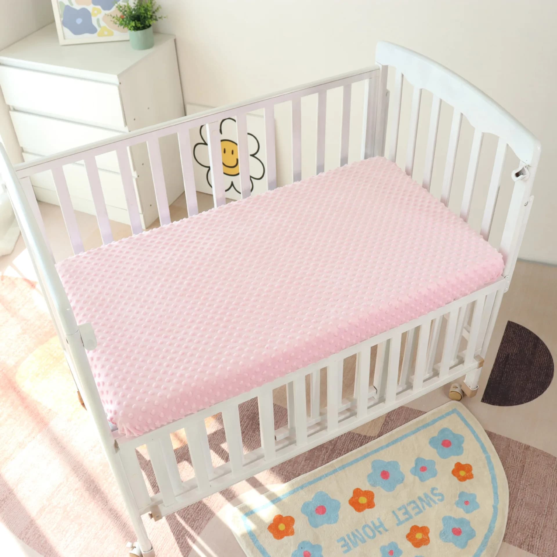Cradle sheet with breathable cotton corners 130*70 cm for mattress cover for crib Soft bed linen set for baby bed in solid colour