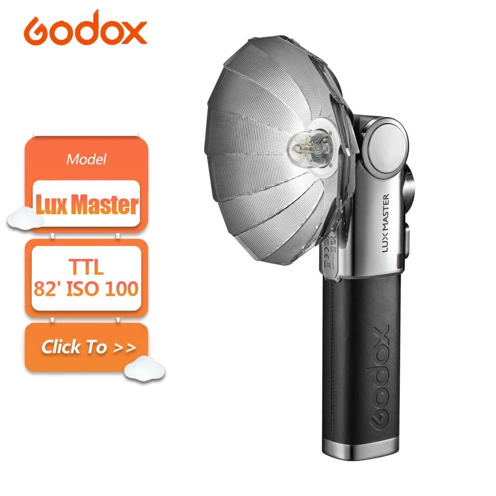 Flash per Fotocamera Godox Lux Master Retro TTL HSS con Schermo Touch e Sincronizzazione Wireless per Sony, Nikon, Canon, Fujifilm, Lumix, Leica