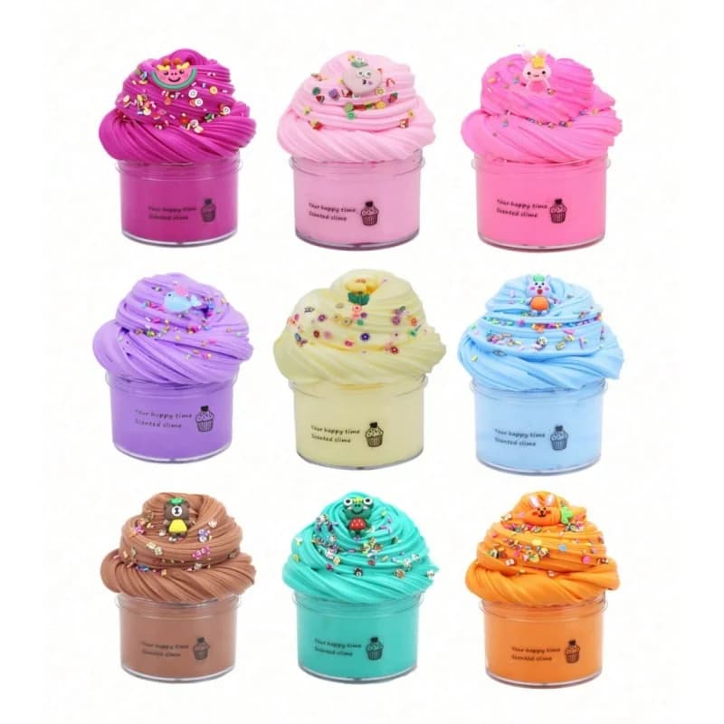 Butter Slime Set with Cake Decorations, Super Soft and Non-stick, Stress Relief Toy, Party Favor, Easter Basket Filler, 70ML