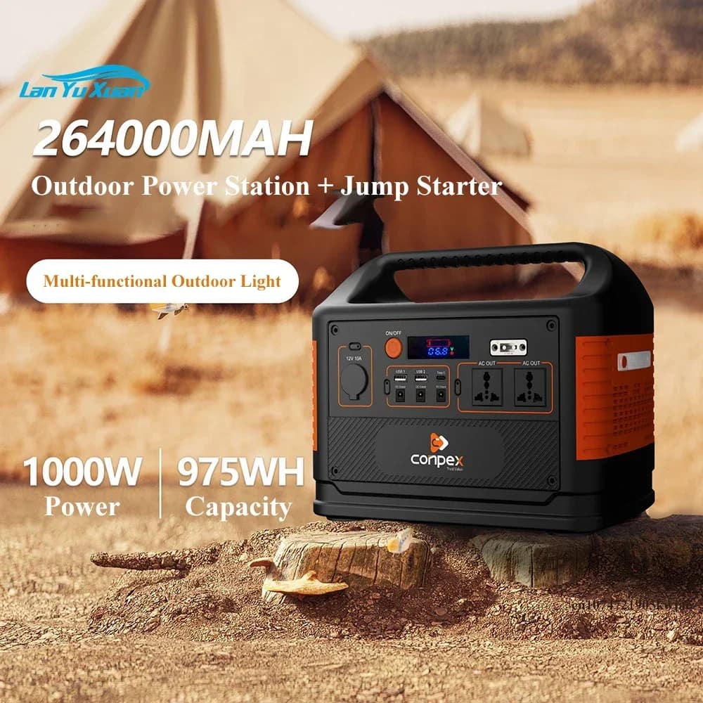 Stazione di alimentazione portatile 220V Generatore solare 1000W 26400mAh Car Jump Starter Bank Presa CA Alimentazione di emergenza esterna