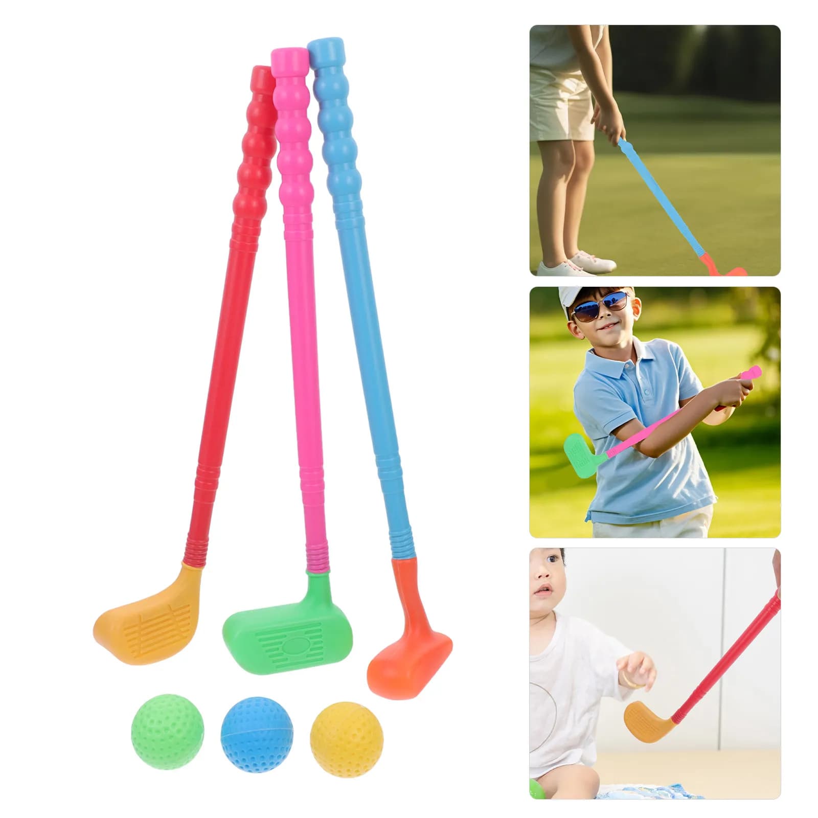 2 set di kit da golf per bambini, set di palline da golf in plastica, colore casuale, sviluppa l'osservazione, l'immaginazione, la pazienza, le abilità fisiche e mentali