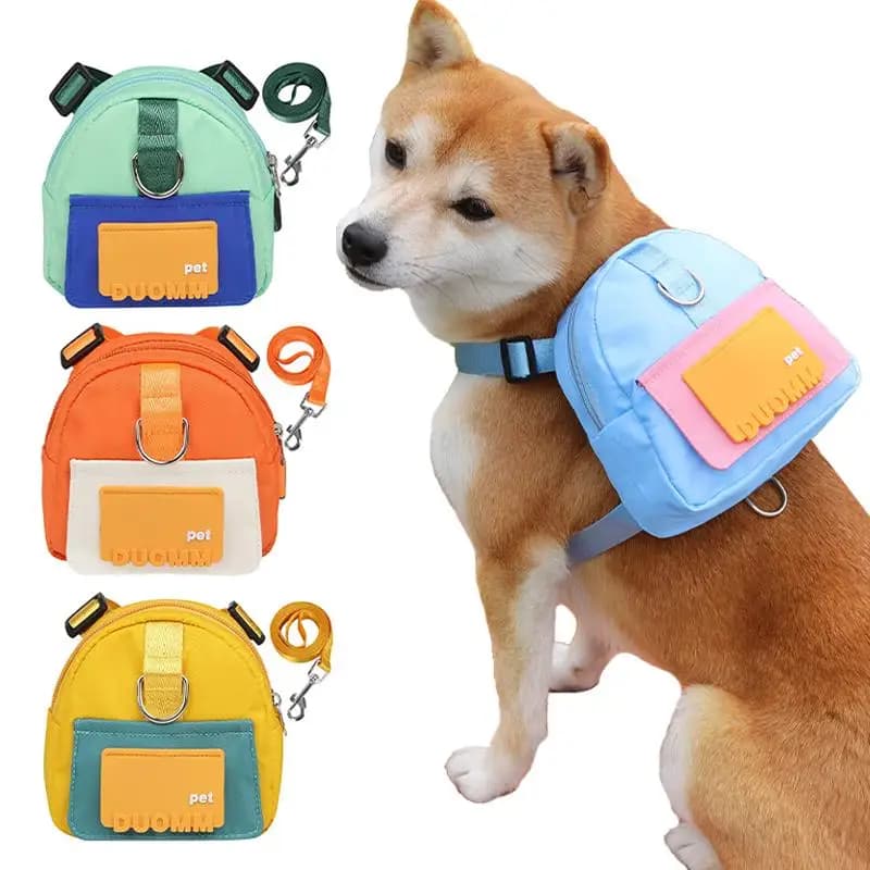 Zaino impermeabile per cani, borsa per cuccioli con collare e imbracatura, zaino da viaggio per snack per cani, accessori per cani bulldog francese