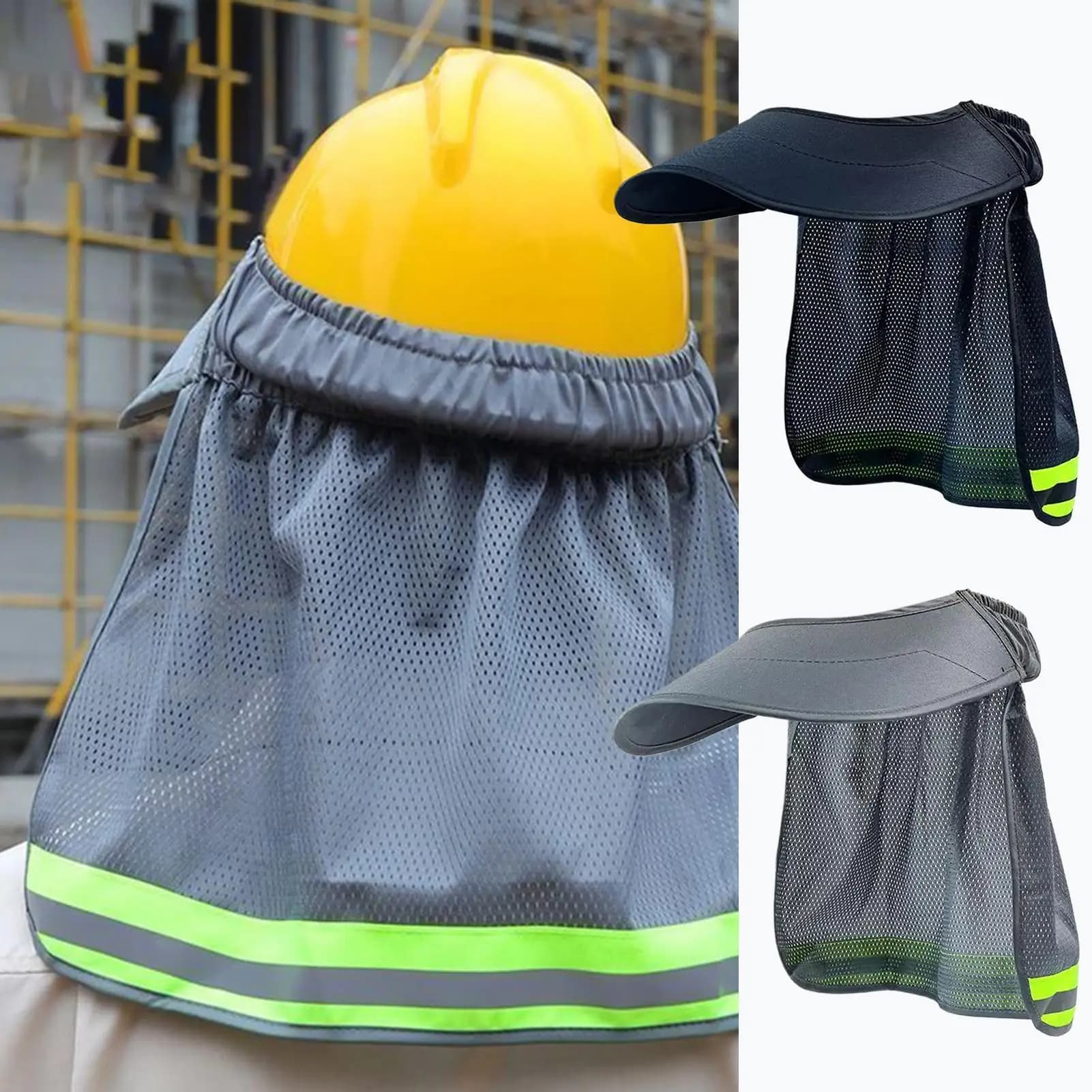 Casco di sicurezza riflettente per l'edilizia con protezione per il collo e striscia riflettente, accessorio di sicurezza per lavori sotto il sole