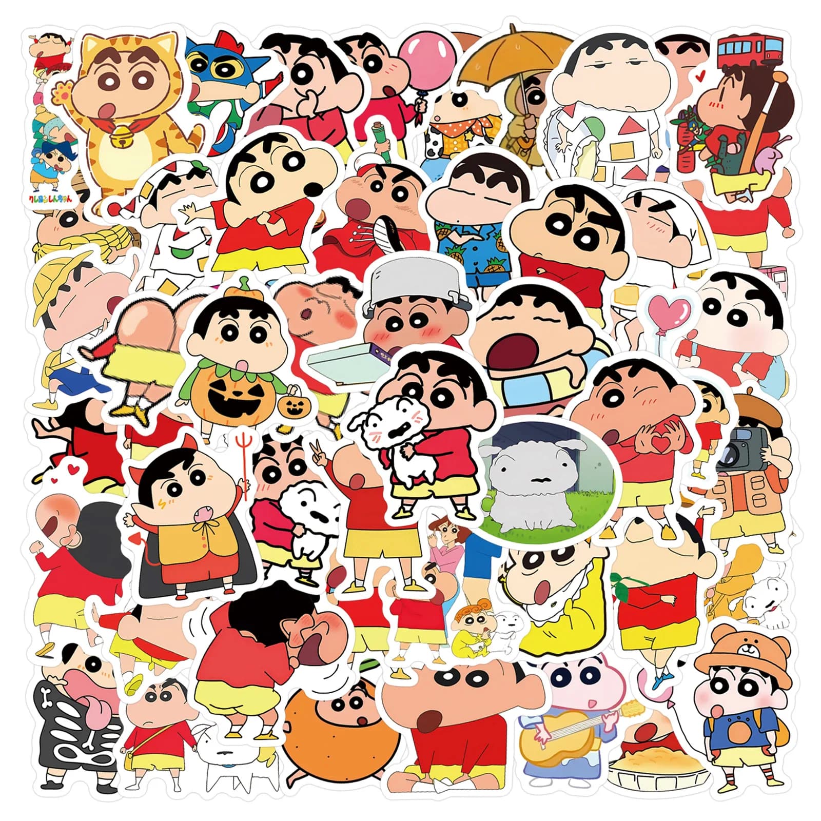 60PCS Cartoon Crayon Shin-chan Graffiti adesivi decalcomanie valigia computer portatile chitarra decorazione fai da te bambini classici giocattoli regali