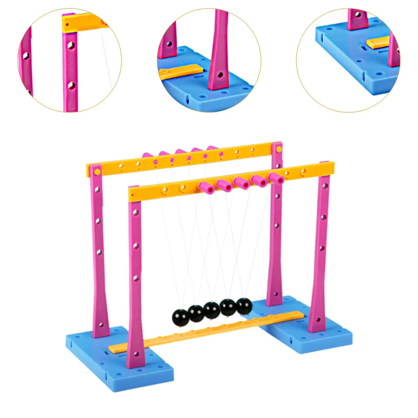 Square Pendulum Balls with Base for Kids Educational Physics Toy Desk Decoration Gift