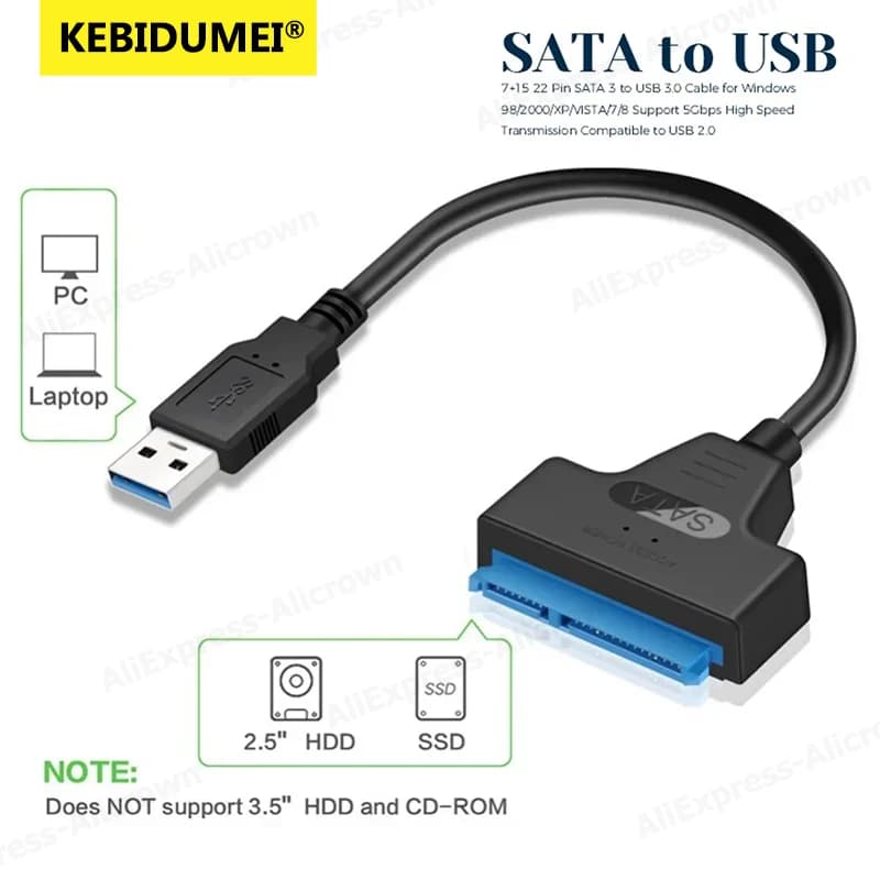USB to SATA Adapter Converter Cable USB 3.0 2.0 to SATA Converter for 2.5 Inch SSD HDD Hard Drive External adaptador Accessories