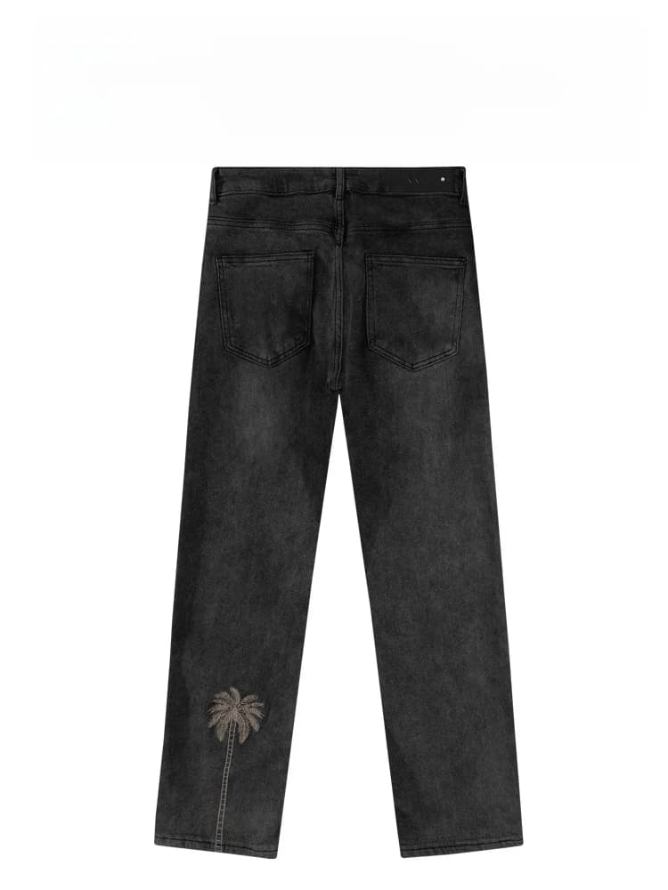 BAIRBAOLIY American High-End Design nut Tree Embroidery Straight Leg Casual Jeans Vintage Waed Denim Pants for Youth