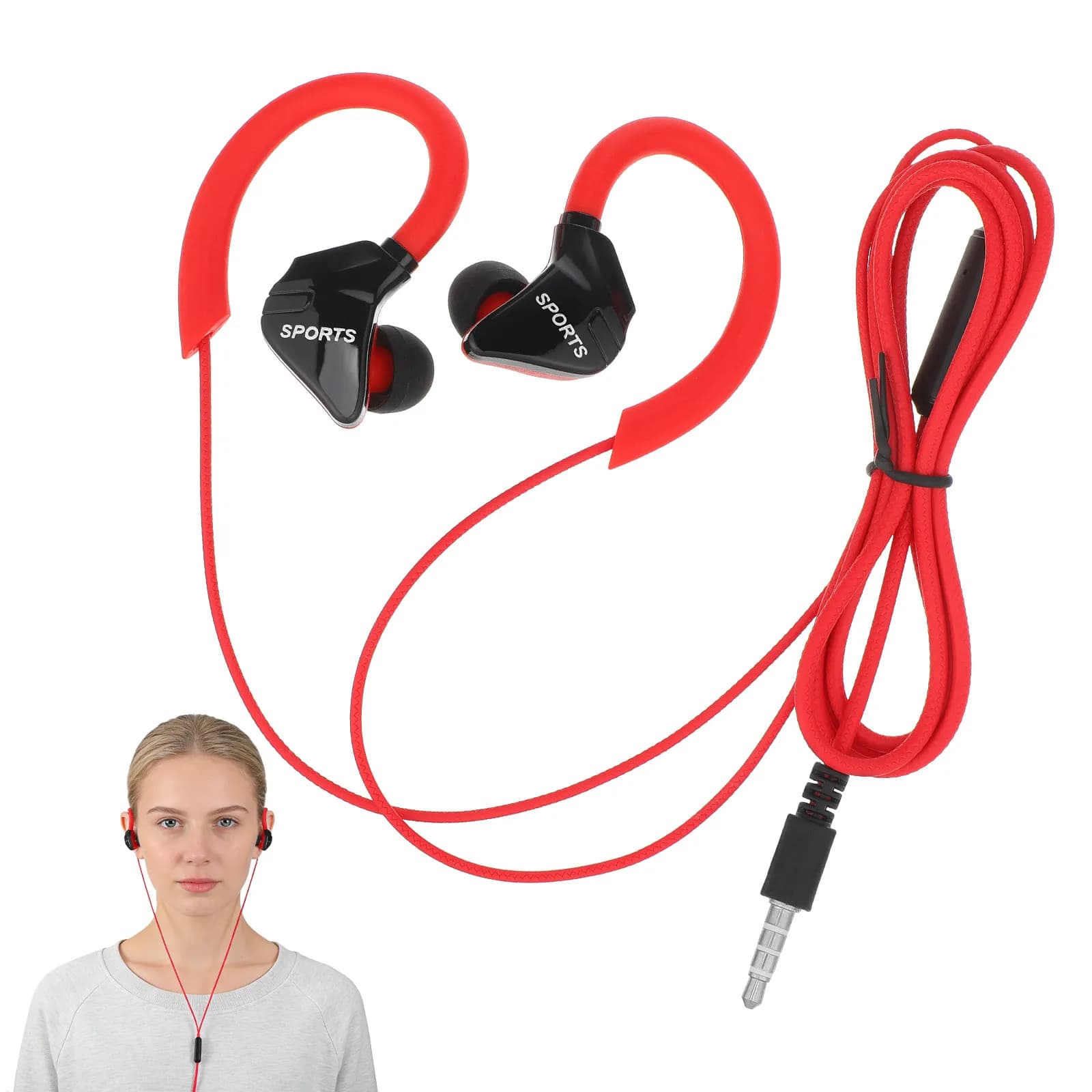 1 paio di auricolari sportivi con gancio per l'orecchio, auricolari in-ear impermeabili, leggeri e comodi, compatibili con la corsa, ciclismo, escursionismo