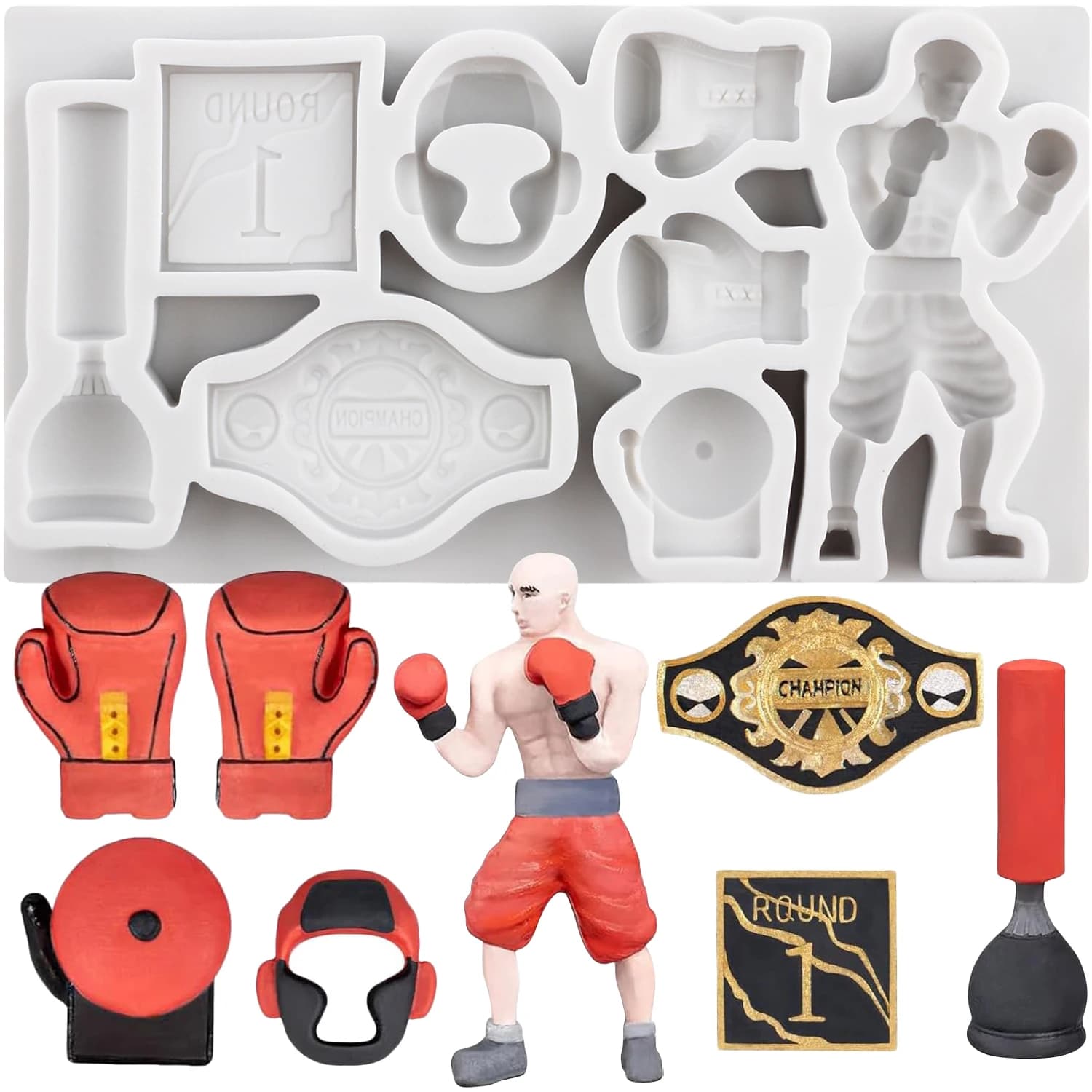 Boxe Sport Stampi in silicone Cintura da boxe Strumenti per decorare torte fondente Cupcake Topper Caramelle Zucchero Artigianale Pasta di gomma Argilla polimerica
