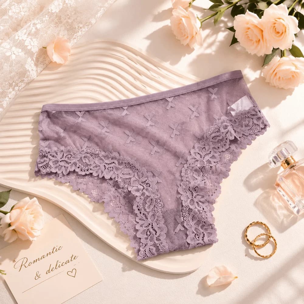 Breathable Low-Rise Sheer Mesh Underwear Transparent Seamless Women Lace Panties Floral Butterfly Perspective Underwear Girls