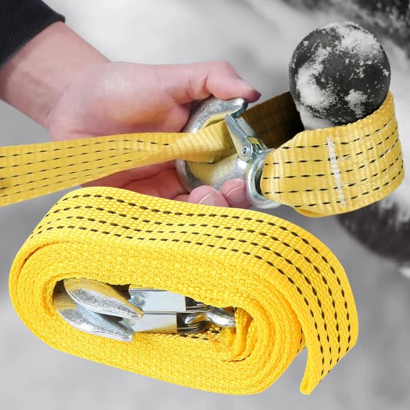 Cavo di traino per auto 3T/5T, fune di traino resistente, cinghia di traino con ganci per furgoni, per soccorso stradale di emergenza