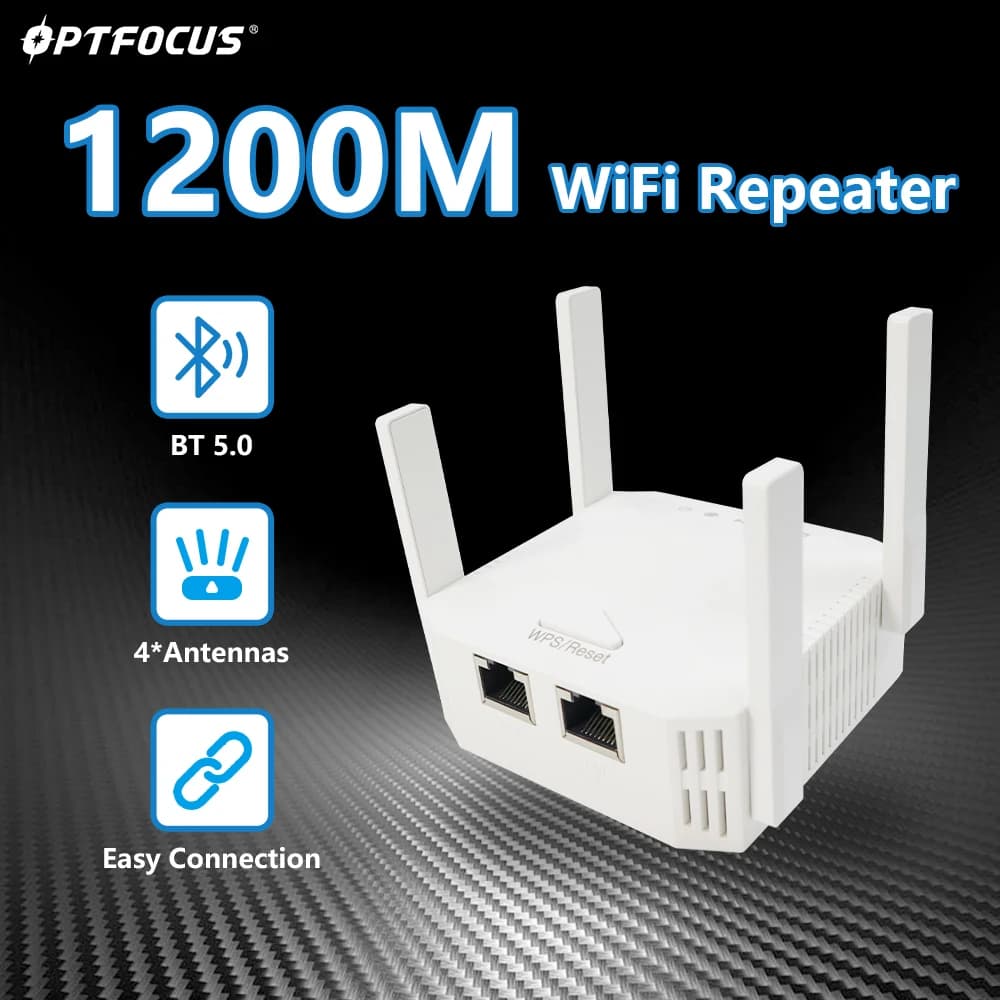 OPTFOCUS 1200Mbps 2.4G/5G Ripetitore WiFi Dual Band 5Ghz Ripetitore di segnale wireless Rete Wi fi Amplificatore di portata Extender