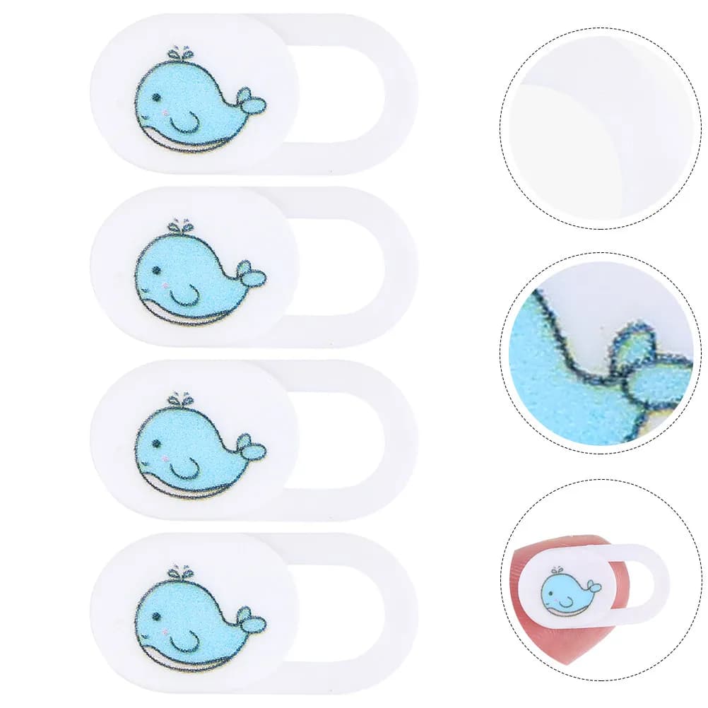 4Pcs Laptop Cover Slide Whale Pattern Ultra Thin Webcam Privacy Protection Lens Cover Smooth Sliding Webcam