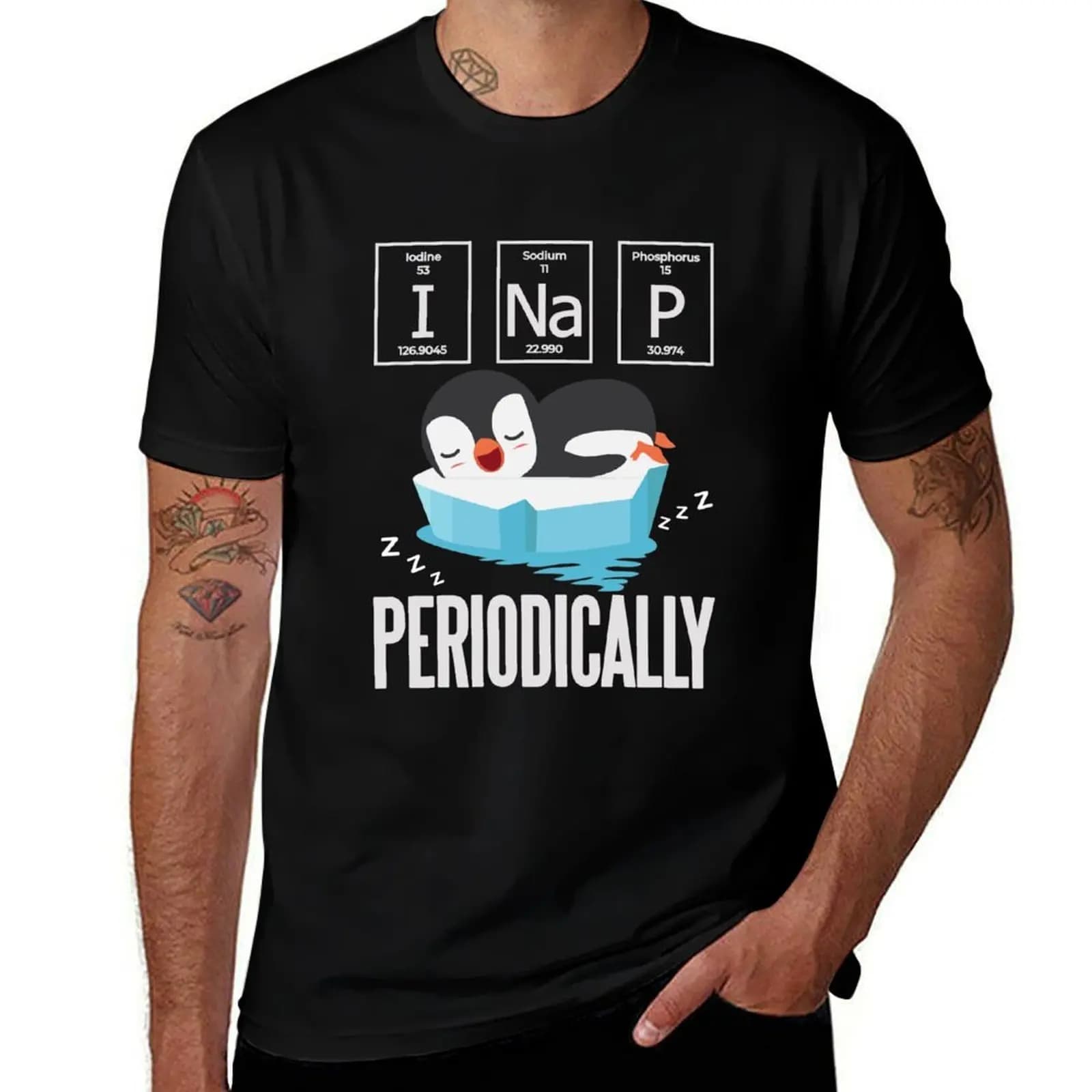 Divertente regalo per amanti dei pinguini - Regalo per amanti della chimica - Prendi il sonno periodicamente - T-shirt per appassionati di scienza, T-shirt sportiva estiva ad asciugatura rapida