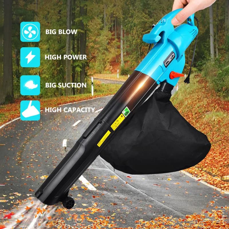 Pulitore a soffiaggio elettrico 3 in 1 Aspirapolvere/Macchina a soffiaggio Trituratore per raccolta foglie da giardino Pulitore a soffiaggio