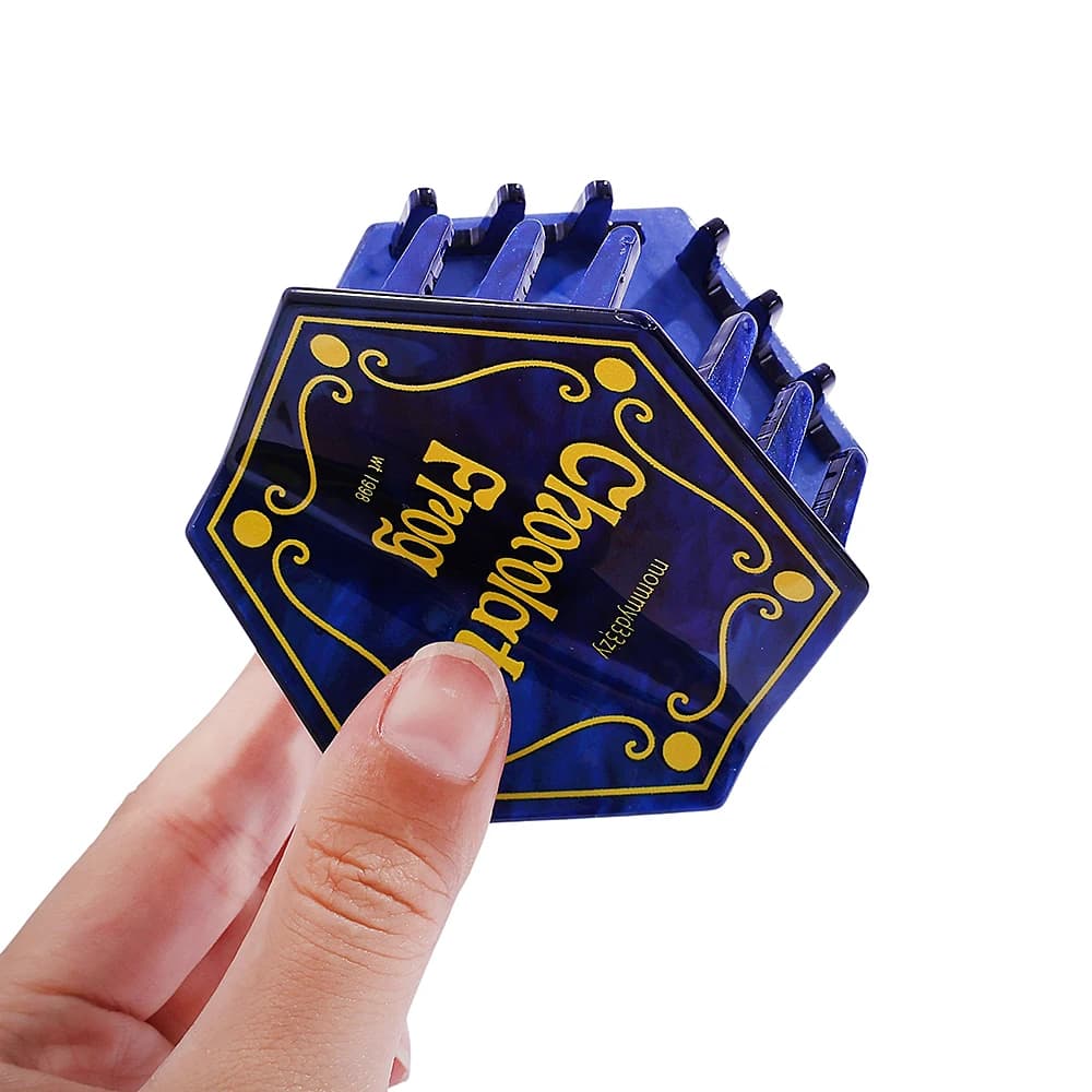 Vintage Blue Chocolate Frog Box Hair Claw Clip Hexagonal Magical Movie Inspired Shark Jaw Clip Cartoon Accessories for Women