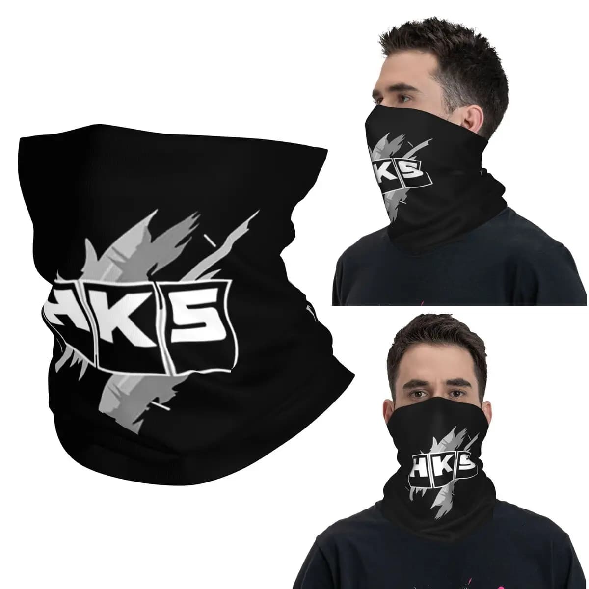 HKS Logo Car JDM Bandana Neck Gaiter Printed Mask Scarf Multifunctional Face Mask Outdoor Sports for Men Adult Winter