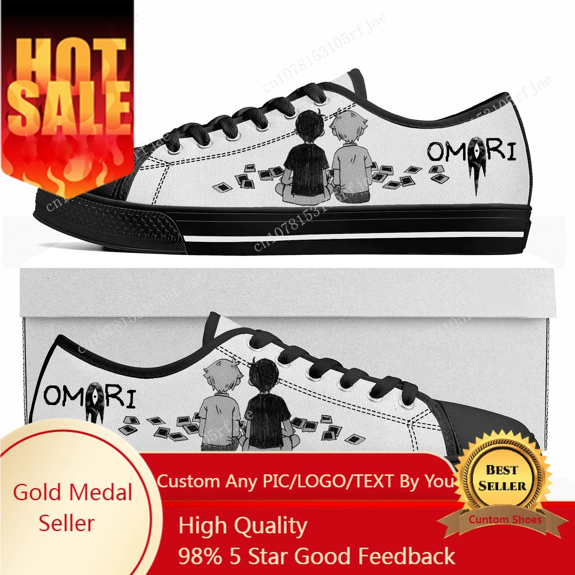 Omori Sneakers basse personalizzate Gioco di cartoni animati Scarpe da donna per uomo e adolescente Scarpe da ginnastica casual in tela su misura