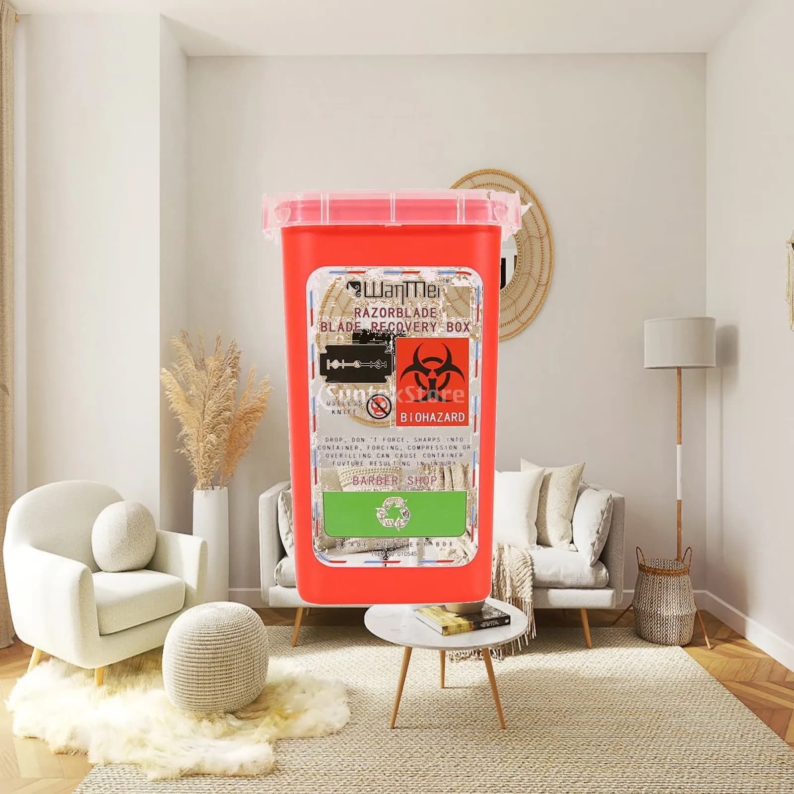 Tattoo Sharps Bin Durable Plastic Medical Waste Basket Portable Container for Disposable and Syringes