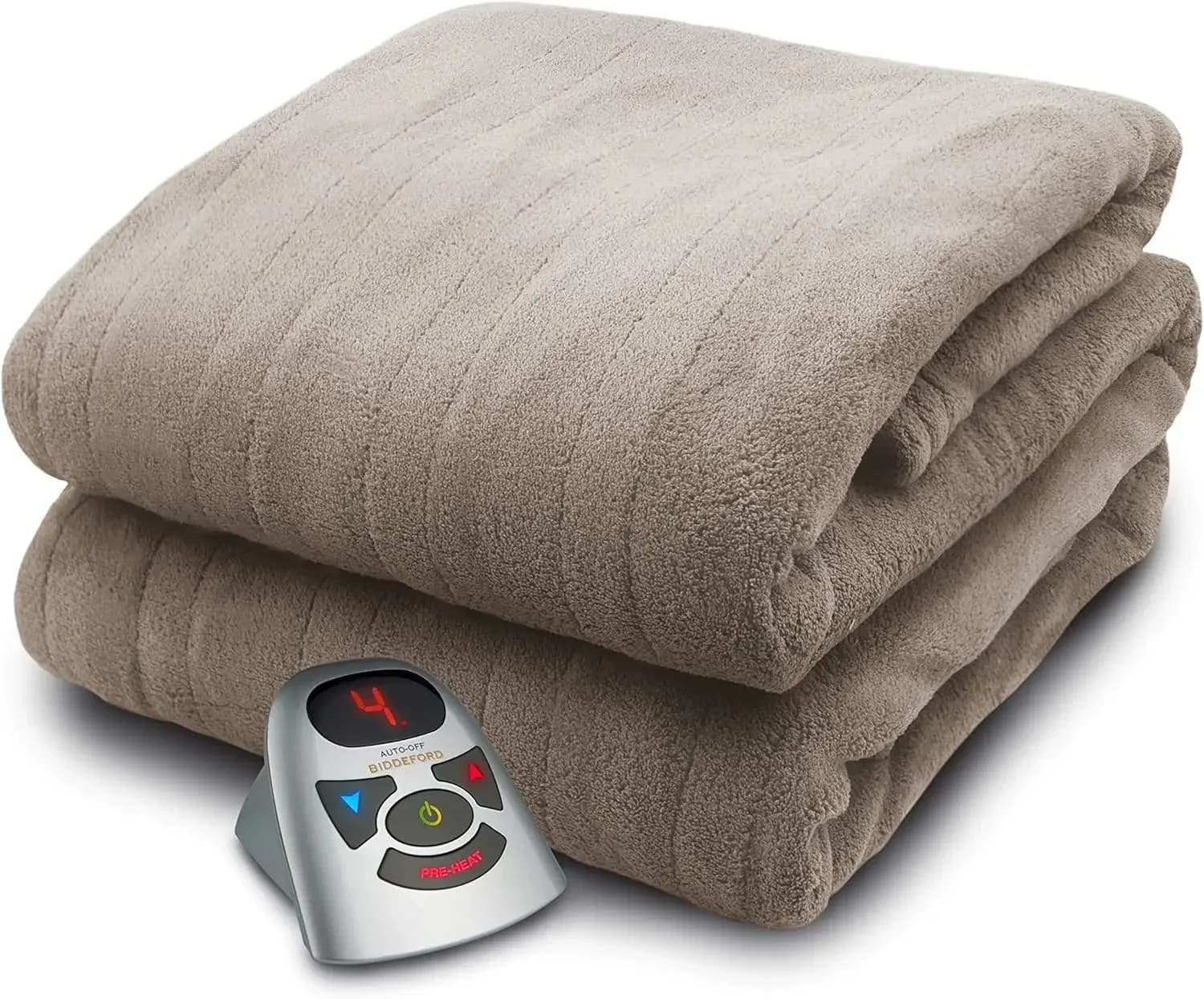Coperta Elettrica in Microfibra con Controller Digitale, Misura Singola, Colore Taupe
