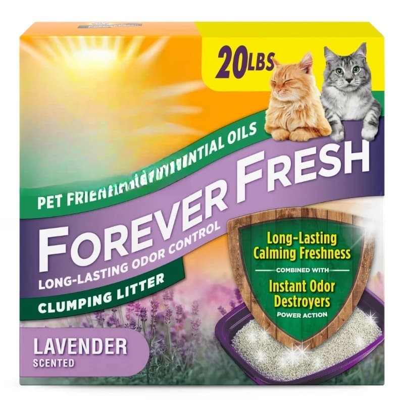 Lettiera per gatti Forever Fresh Clumping, oli essenziali alla lavanda, multi-gatto, 20 libbre