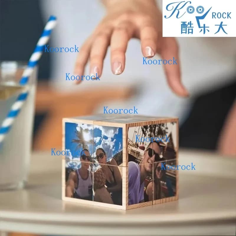 Cubo magico con foto personalizzate - Blocco con immagini in legno trasformabile per anniversario, matrimonio, regalo di compleanno | Decorazione da scrivania impilabile fai-da-te