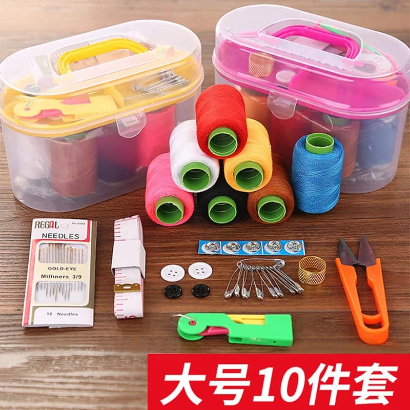 10 pz/scatola Piccolo Strumento Per Cucire Scatola di Trasporto Filo Per Cucire Ago Forbici Piccole Misura di Nastro Panni Semplici Strumenti Per Cucire Semplici