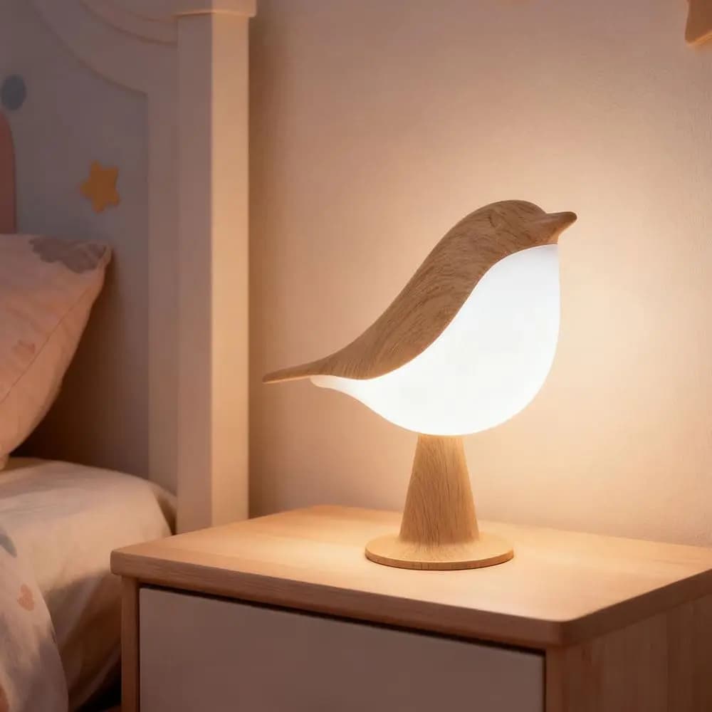 Lampada da Tavolo a Forma di Uccello Senza Fili, 3 Temperature di Colore, Sensore Touch e Batteria Ricaricabile - Luce Notturna Portatile per Camera da Letto, Ufficio, Esterni