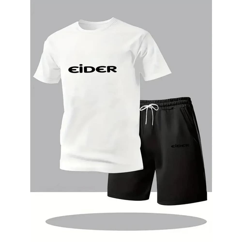 2026 Men's Breathable Sports Pattern Printed T-shirt Casual Fashion Short-sleeved T-shirt Summer Streetwear Top Two-piece Set