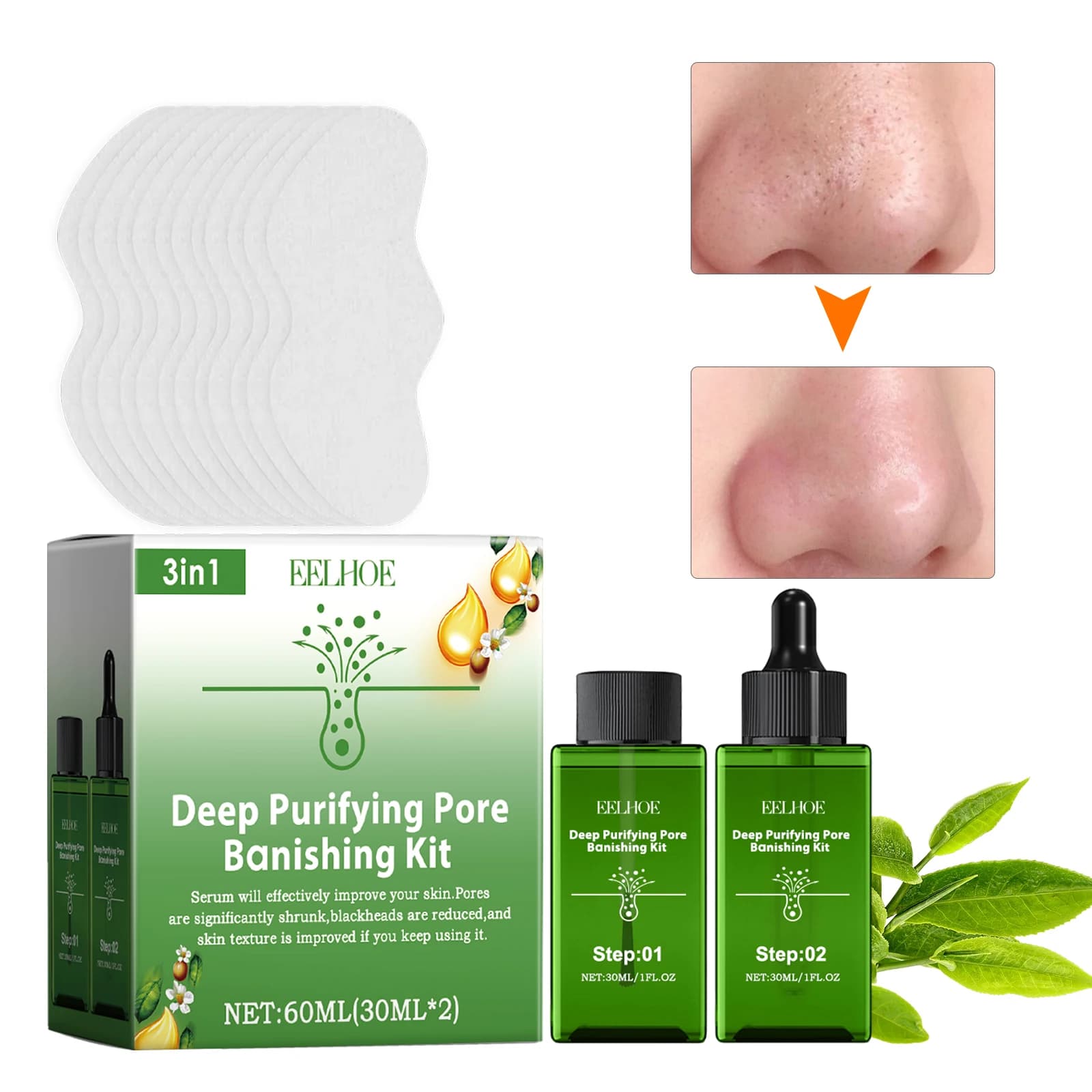 EELHOE Tea Tree Oil Clear Black Suit Raffinando i pori per chiudere l'essenza idratante dei punti neri
