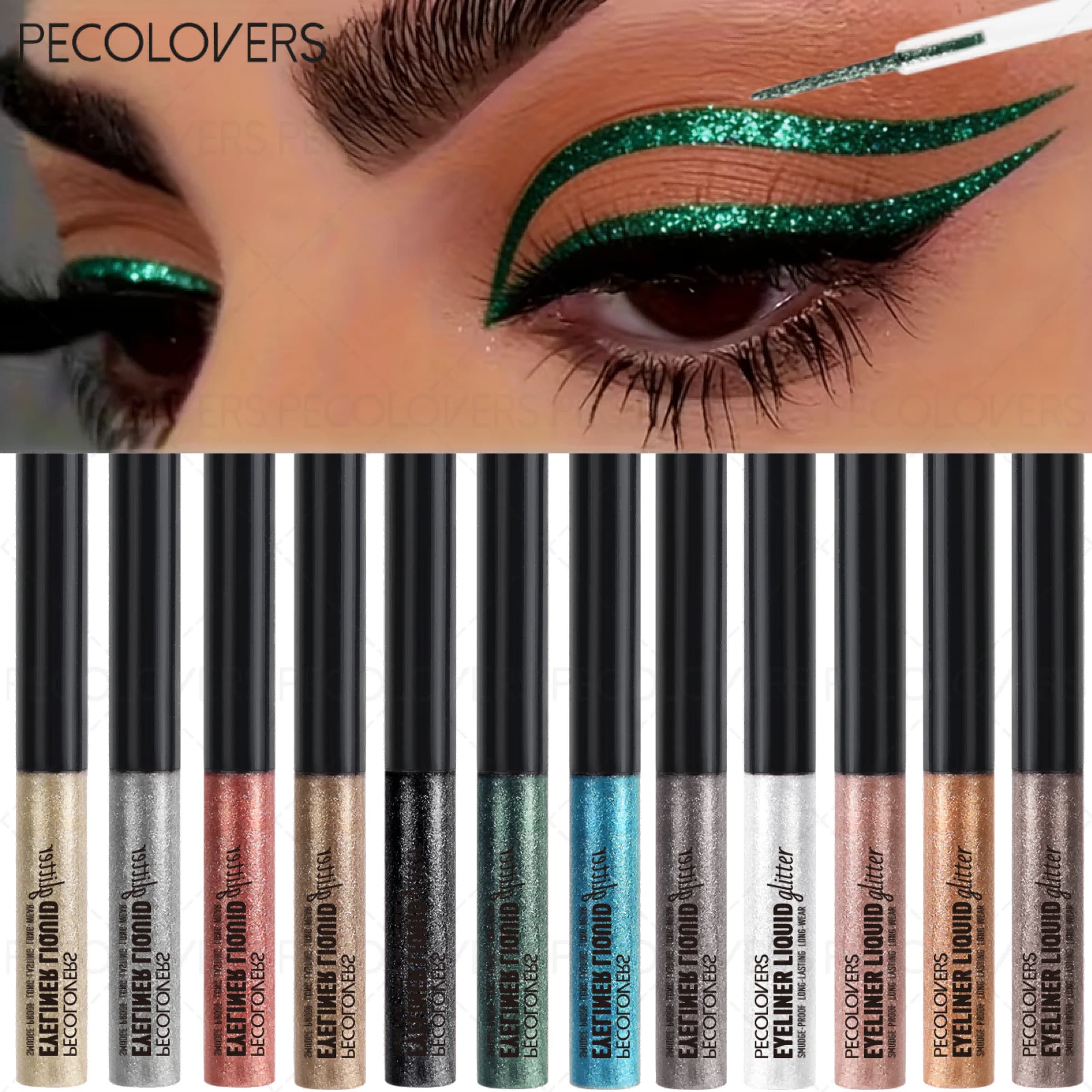 Maximum Sparkle Eyeliner Eyeshadow, Champagne Gold Forest Green Klein Blue Metallic Sliver, Shiny Shimmer Effect, Glitchy Glam