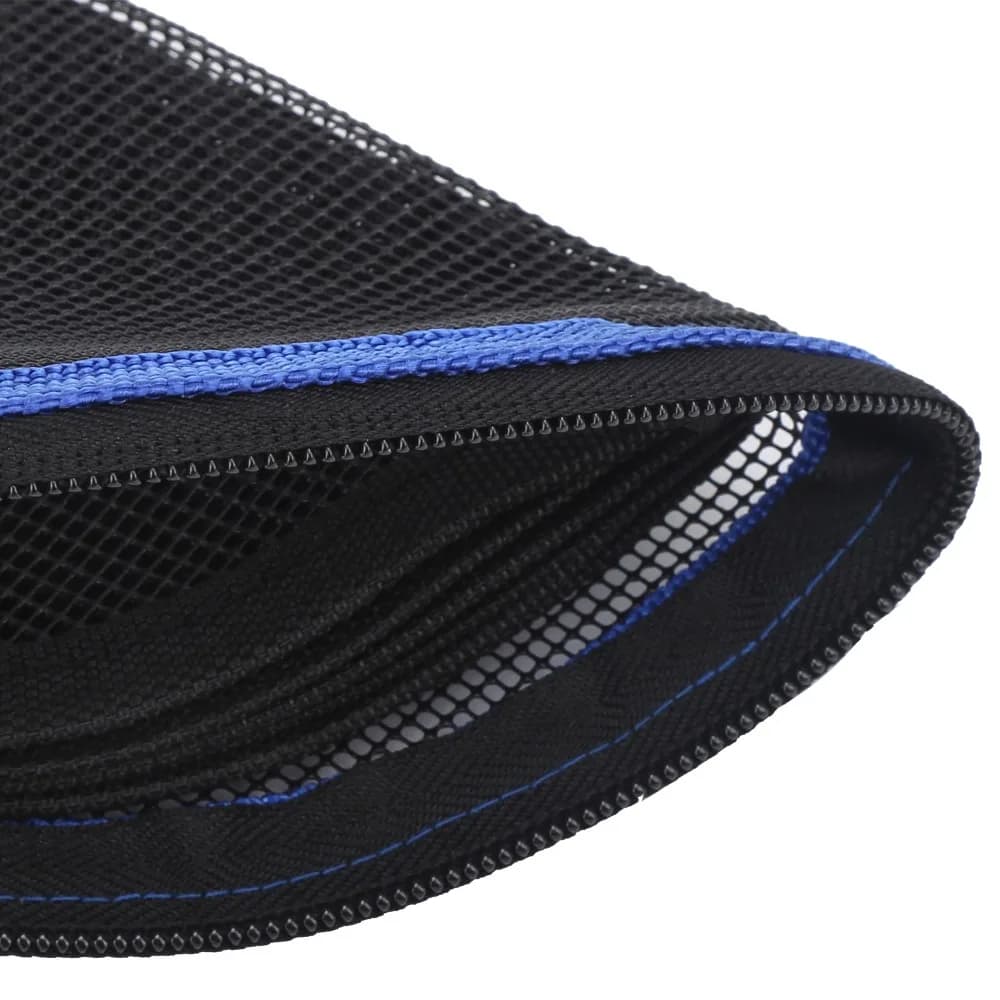 Portafoglio per lenze da pesca a 7 scomparti, materiale in nylon, chiusura con cerniera, struttura a rete, design leggero