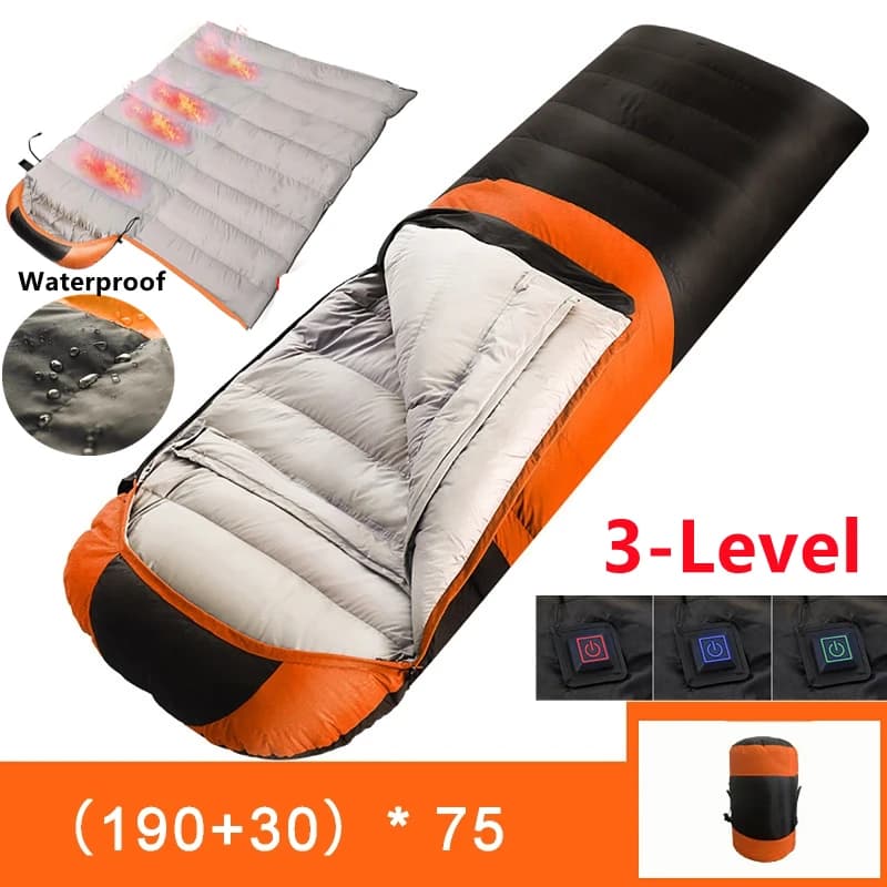 Sacchi a pelo da campeggio invernali riscaldati tramite USB Imbottiture in cotone Materasso da campeggio esterno ultraleggero a 3 marce Tappetino termico