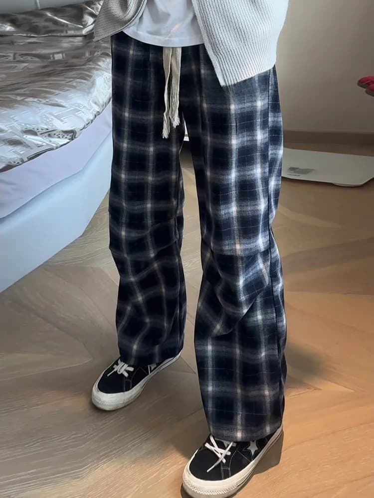 High men's wide leg trousers, casual autumn, wide fit, with card game pattern, straight cut, high average life, long