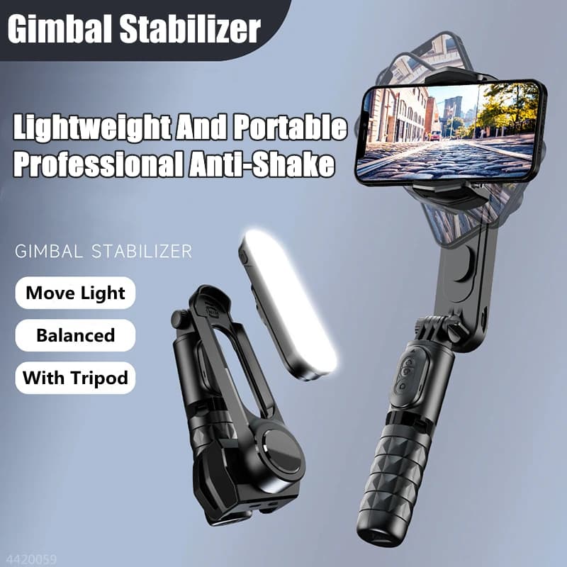 Roreta 2023 nuovo pieghevole senza fili palmare stabilizzatore cardanico Selfie Stick treppiede con otturatore Bluetooth luce di riempimento monopiede