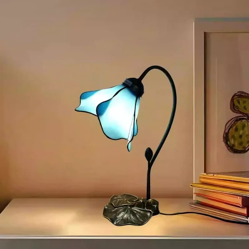 Lampada da scrivania creativa a forma di loto per soggiorno, angolo divano, camera da letto principale, comodino, studio, lettura, scrittura, compiti, lampada da notte
