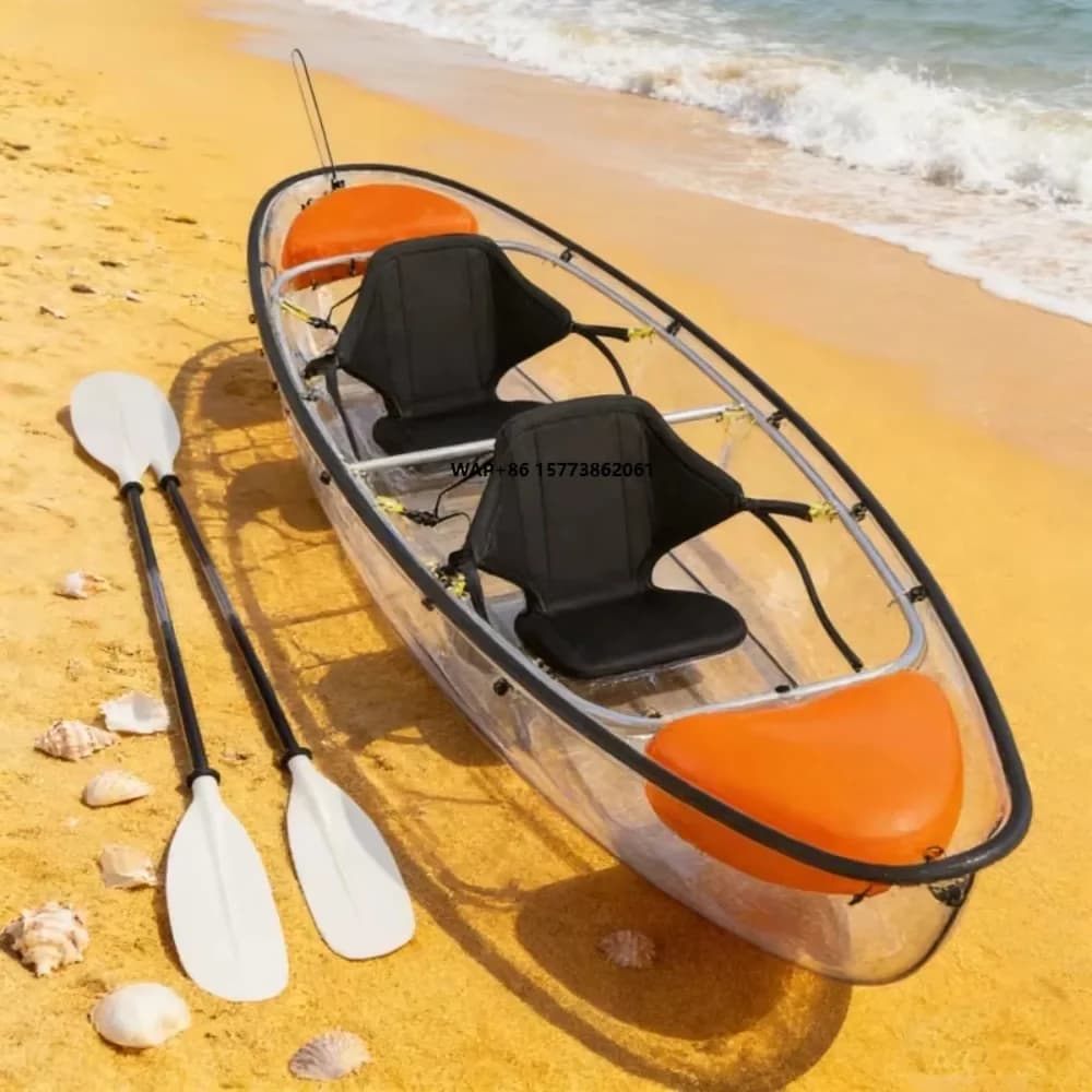 Lightweight Clear Canoe Kayak With Paddles Stable Transparent Polycarbonate Rowing Boats for Beginners